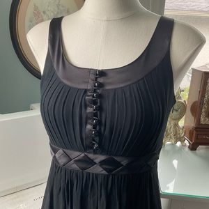 BCBG MaxAzria Black Silk Chiffon Dress with Button Bodice. Size 4. EUC.
